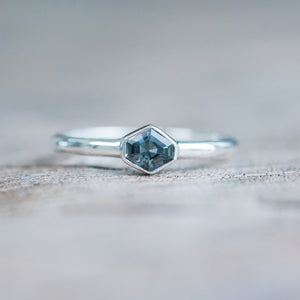 Hexagon Green Sapphire Ring - size 5.5