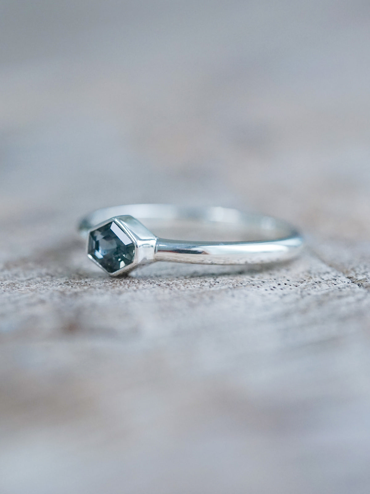 Hexagon Green Sapphire Ring - size 5.5