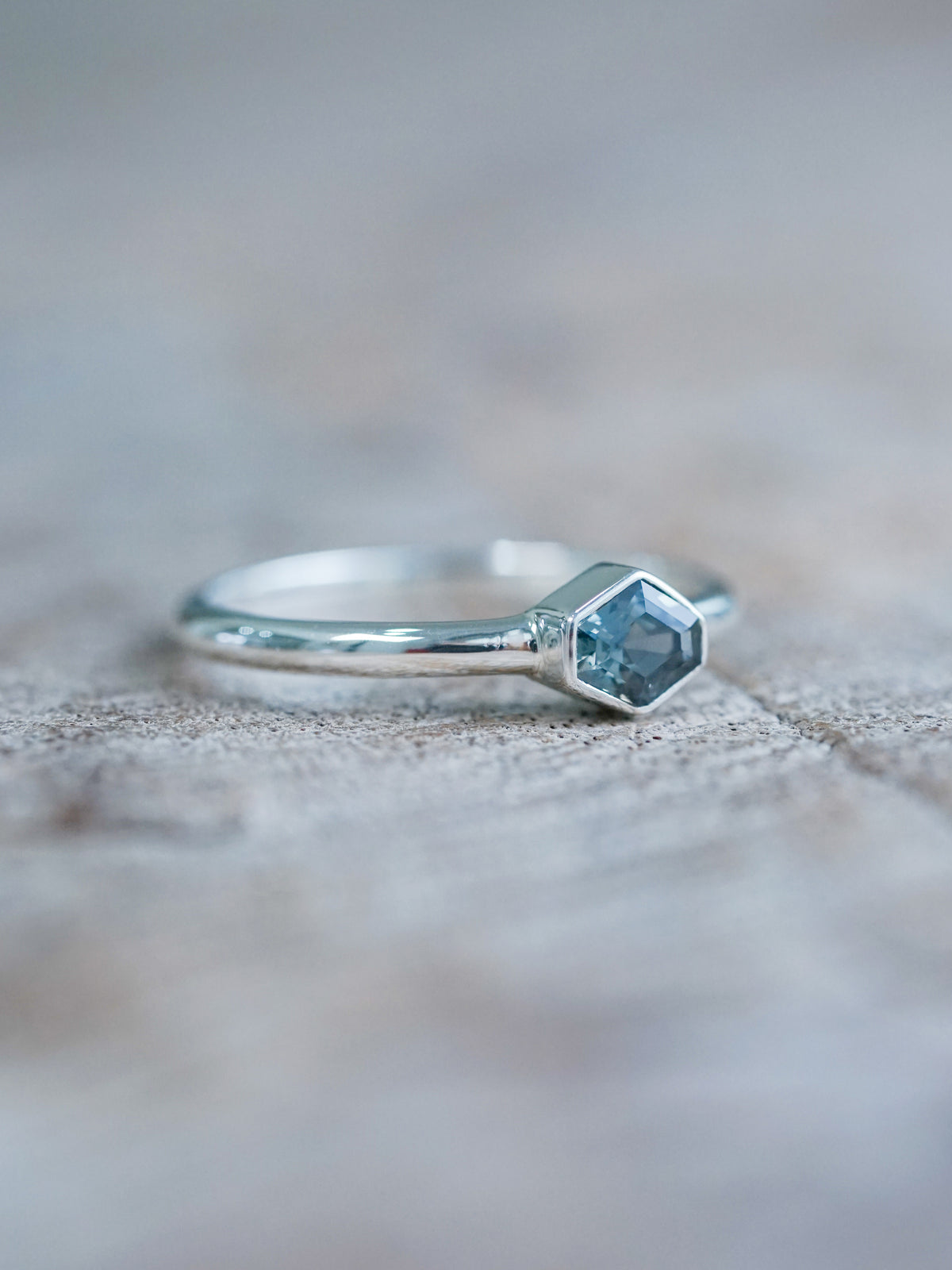 Hexagon Green Sapphire Ring - size 5.5