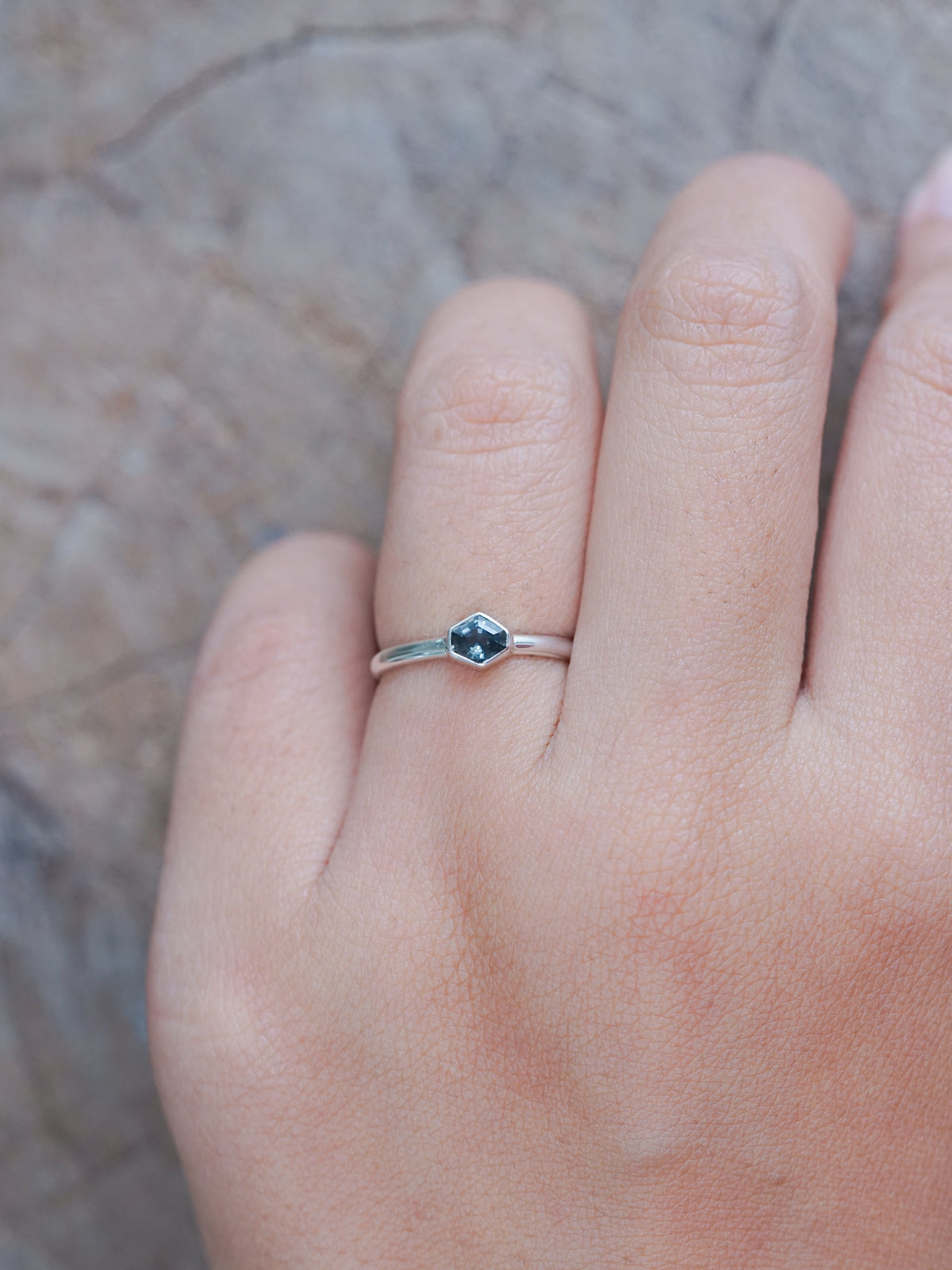 Hexagon Green Sapphire Ring - size 5.5