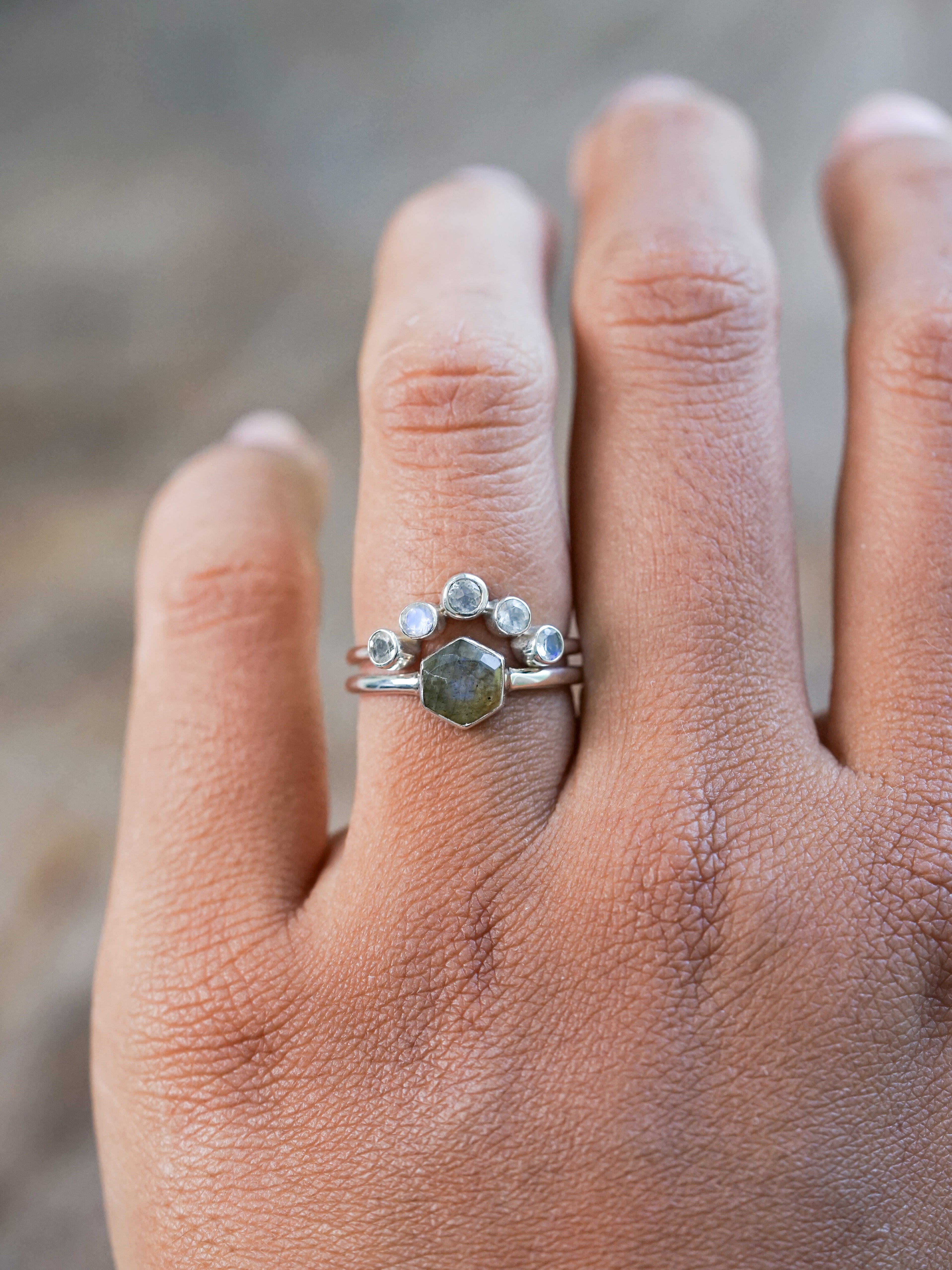 Labradorite and Moonstone Ring Set - Gardens of the Sun | Ethical