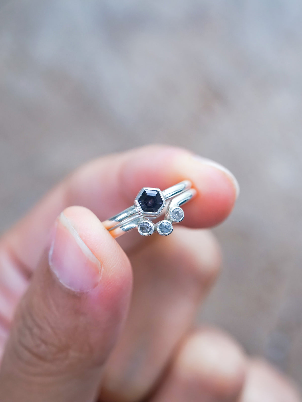 Hexagon Spinel Ring Set - Gardens of the Sun | Ethical Jewelry