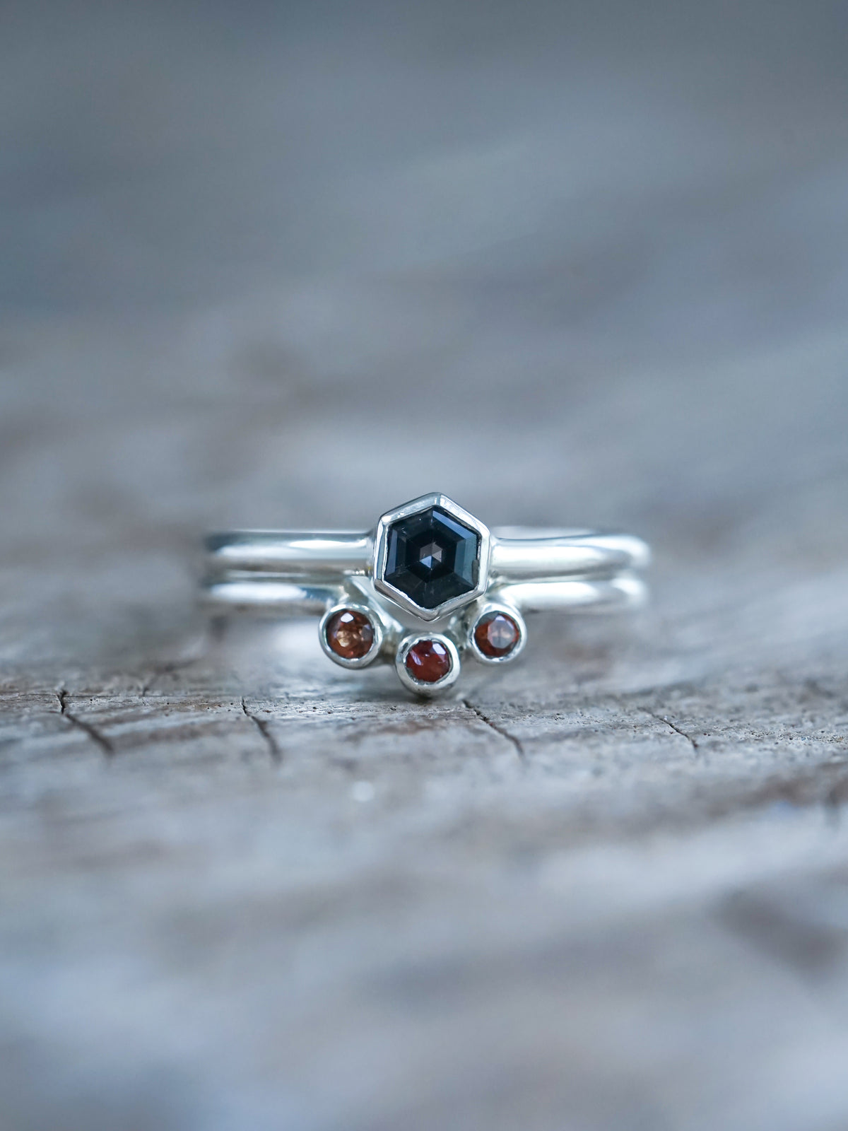 Hexagon Spinel Ring Set - Gardens of the Sun | Ethical Jewelry