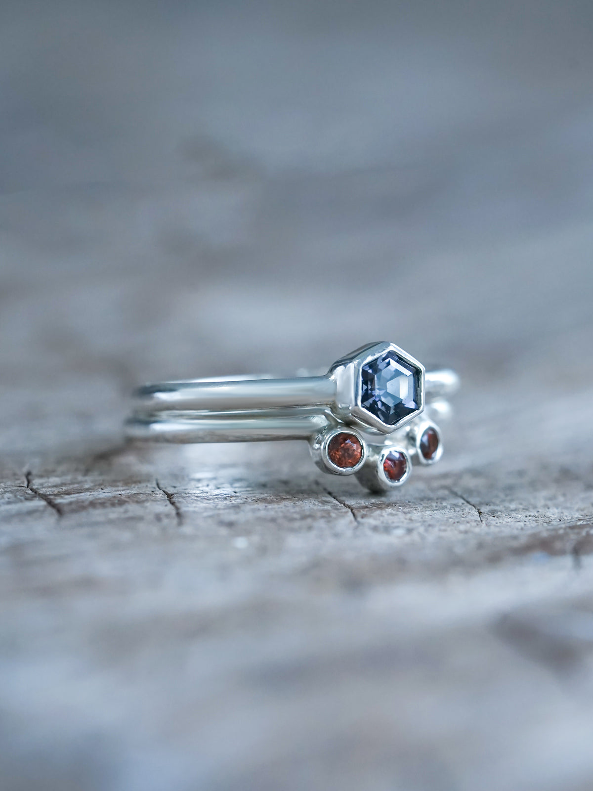 Hexagon Spinel Ring Set - Gardens of the Sun | Ethical Jewelry