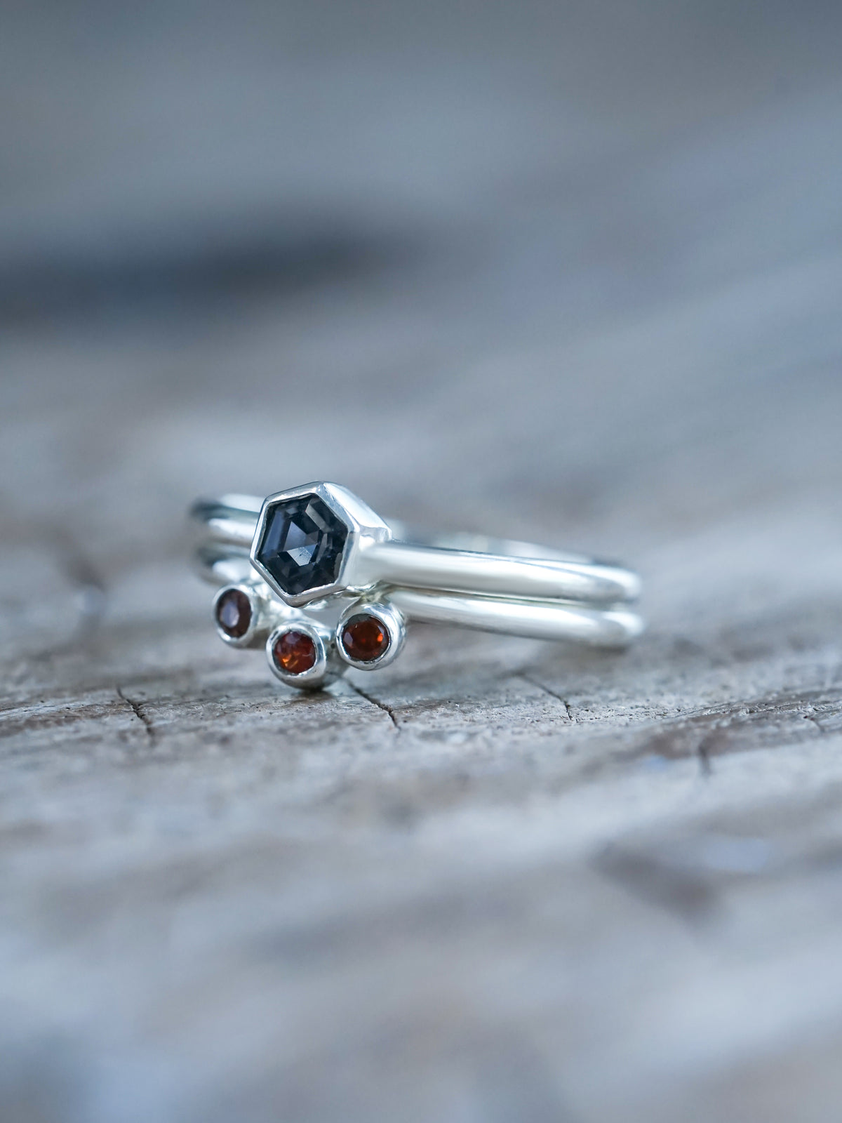 Hexagon Spinel Ring Set - Gardens of the Sun | Ethical Jewelry