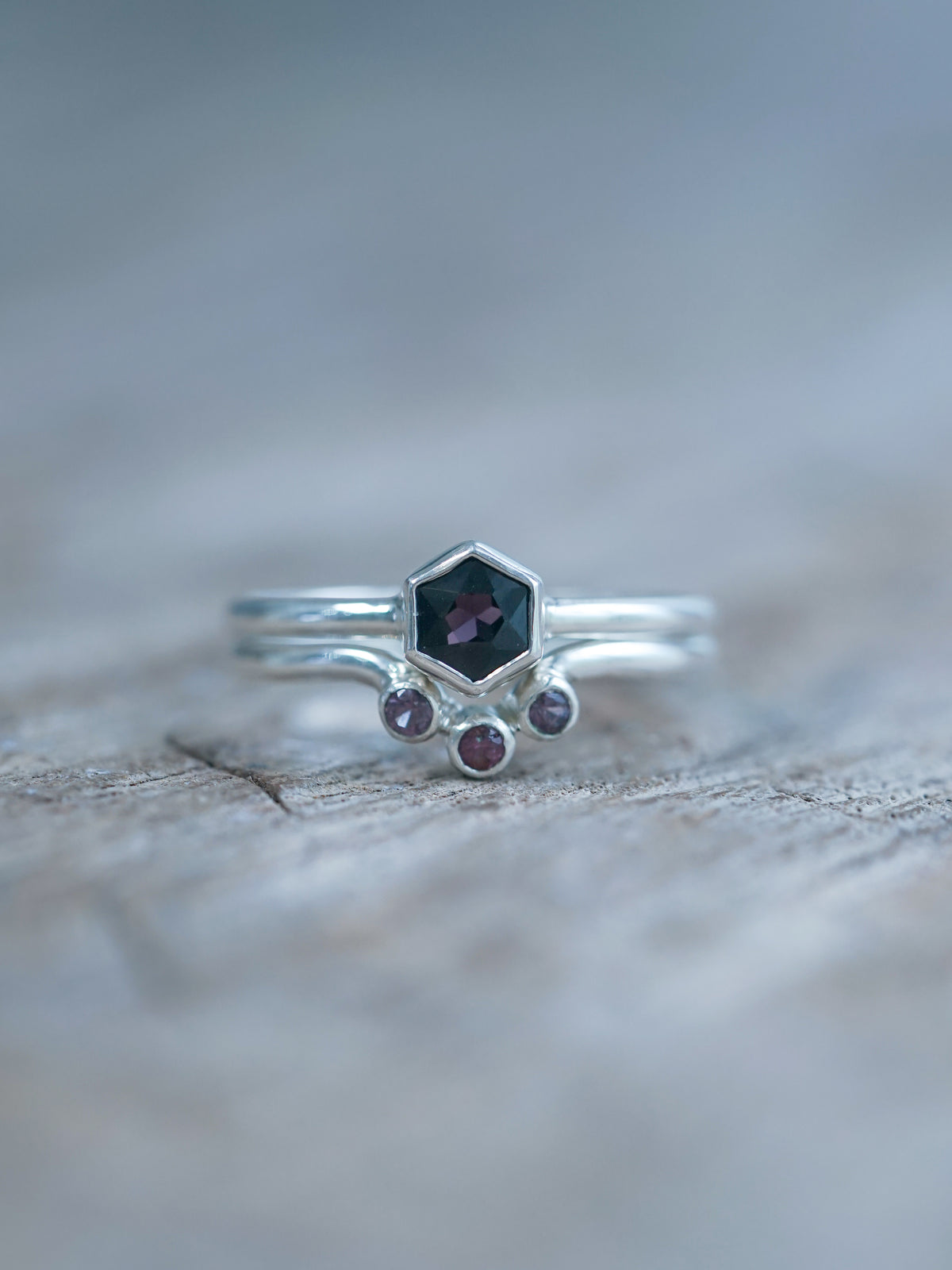 Hexagon Spinel Ring Set - Gardens of the Sun | Ethical Jewelry