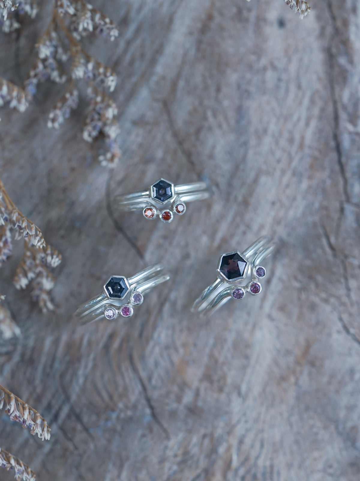 Hexagon Spinel Ring Set - Gardens of the Sun | Ethical Jewelry