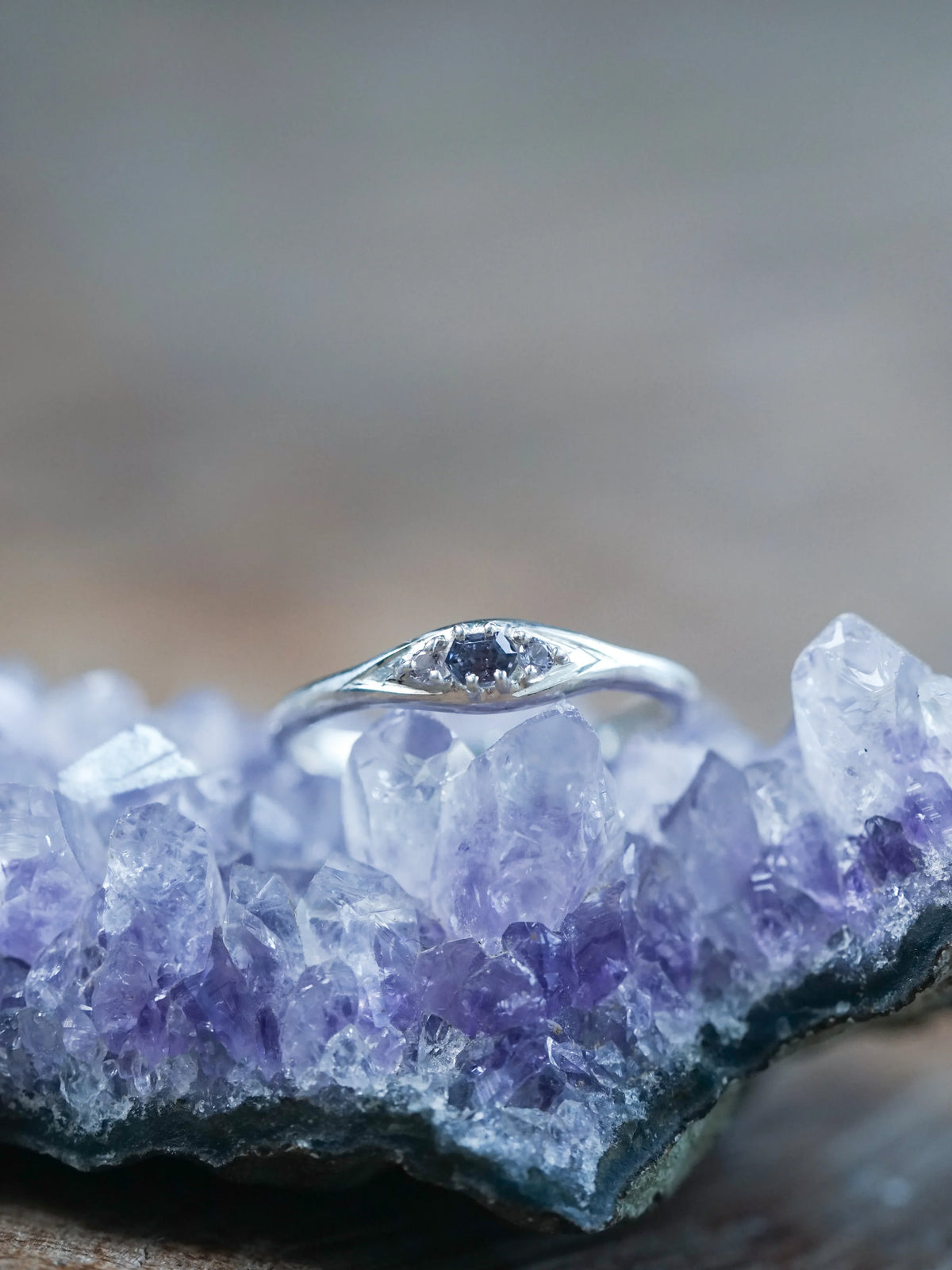 Hexagon Cut Spinel Ring in Sterling Silver