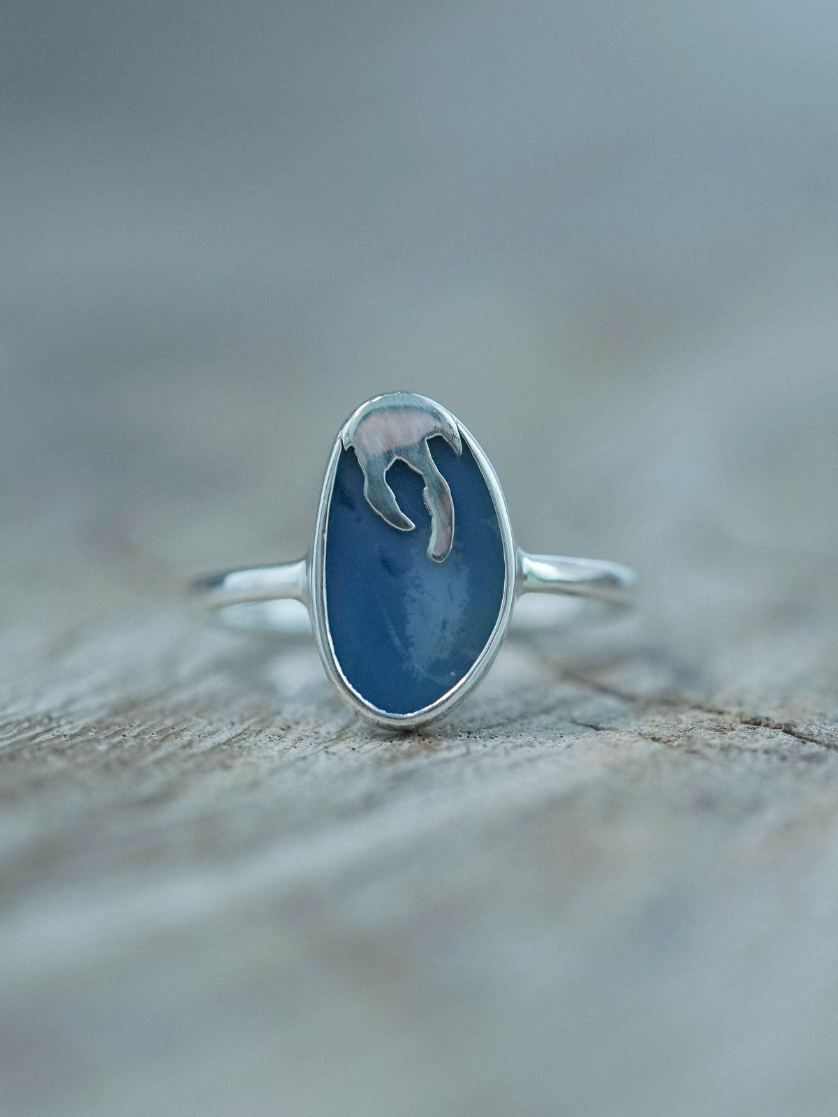 Honey Drop Dark Blue Opal Ring 