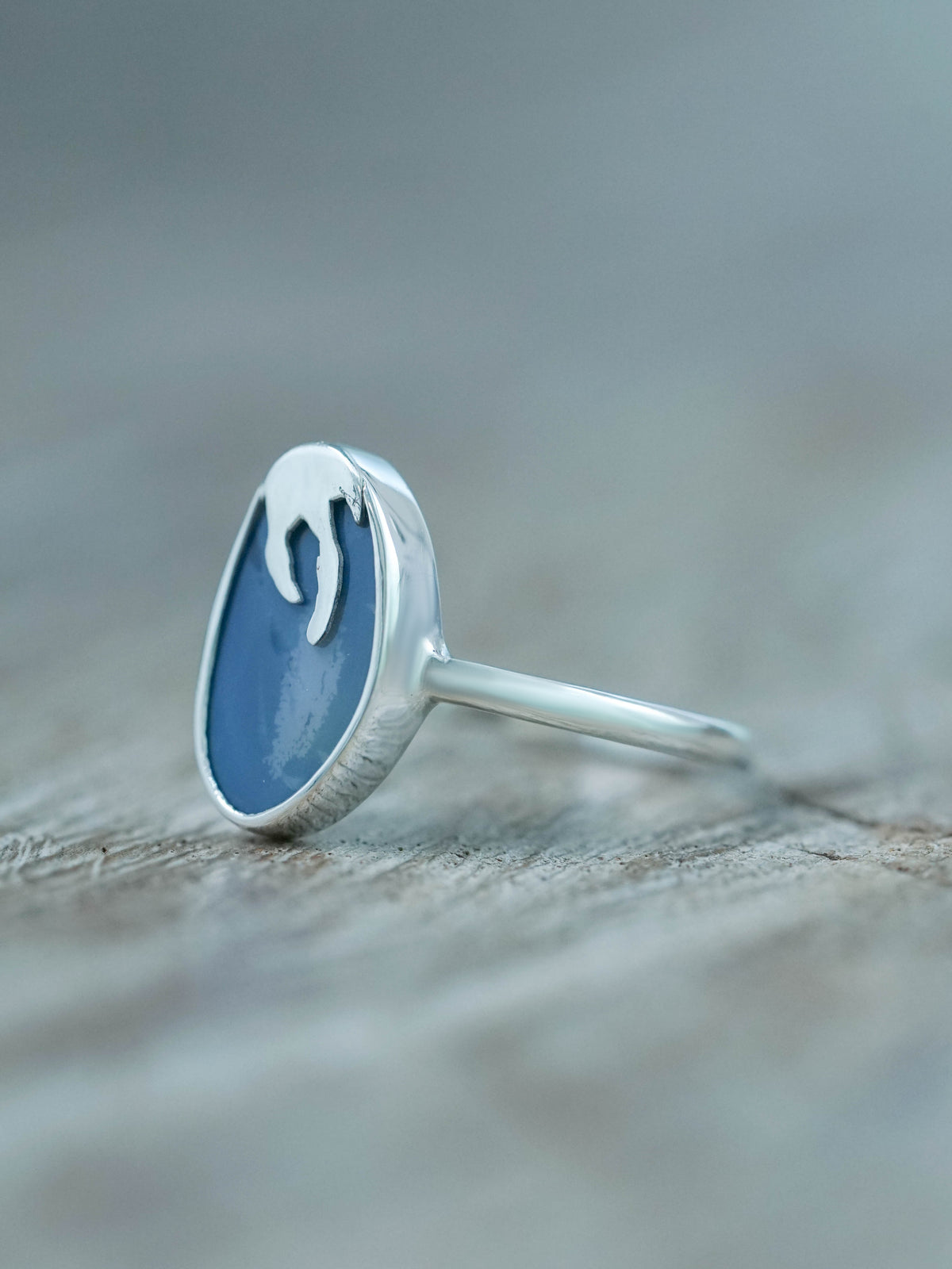 Honey Drop Dark Blue Opal Ring in Sterling Silver