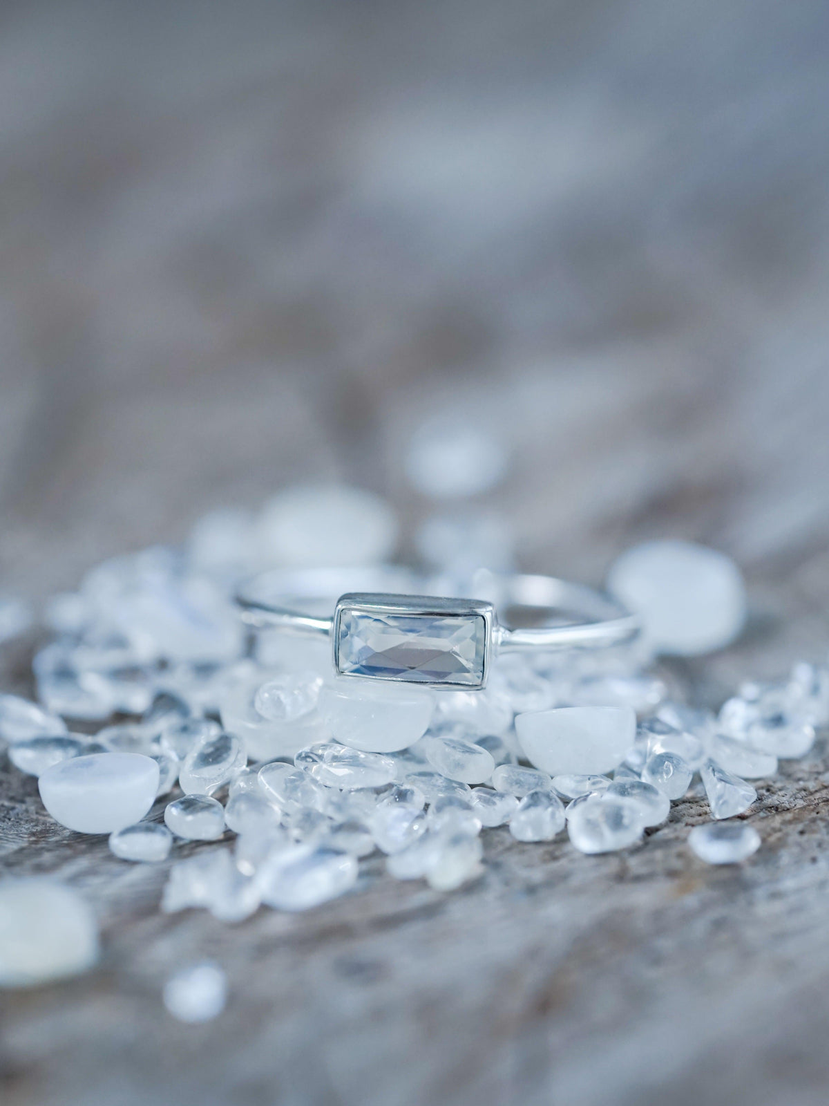 Horizontal Baguette Moonstone Ring - Gardens of the Sun | Ethical Jewelry