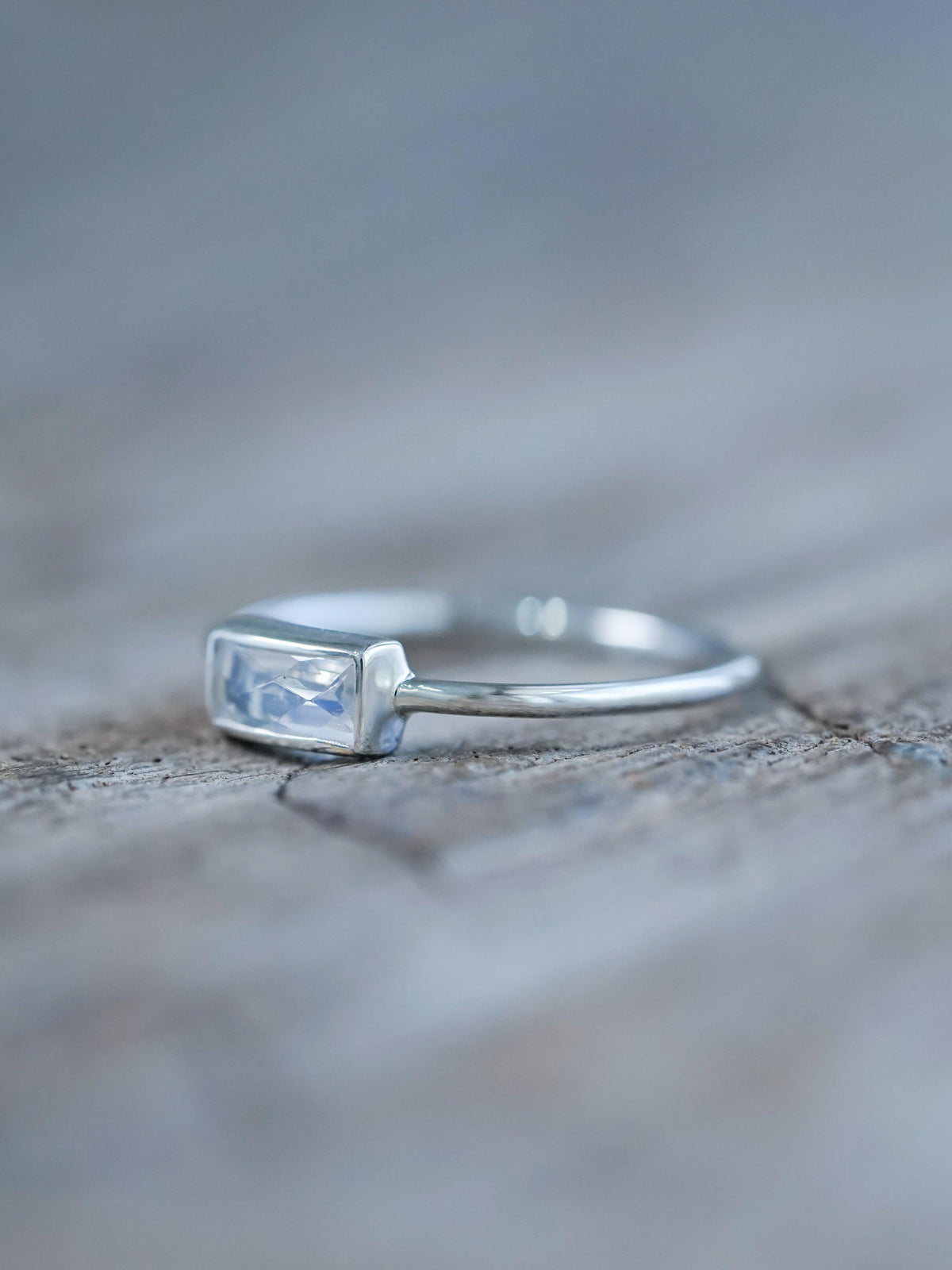 Horizontal Baguette Moonstone Ring - Gardens of the Sun | Ethical Jewelry