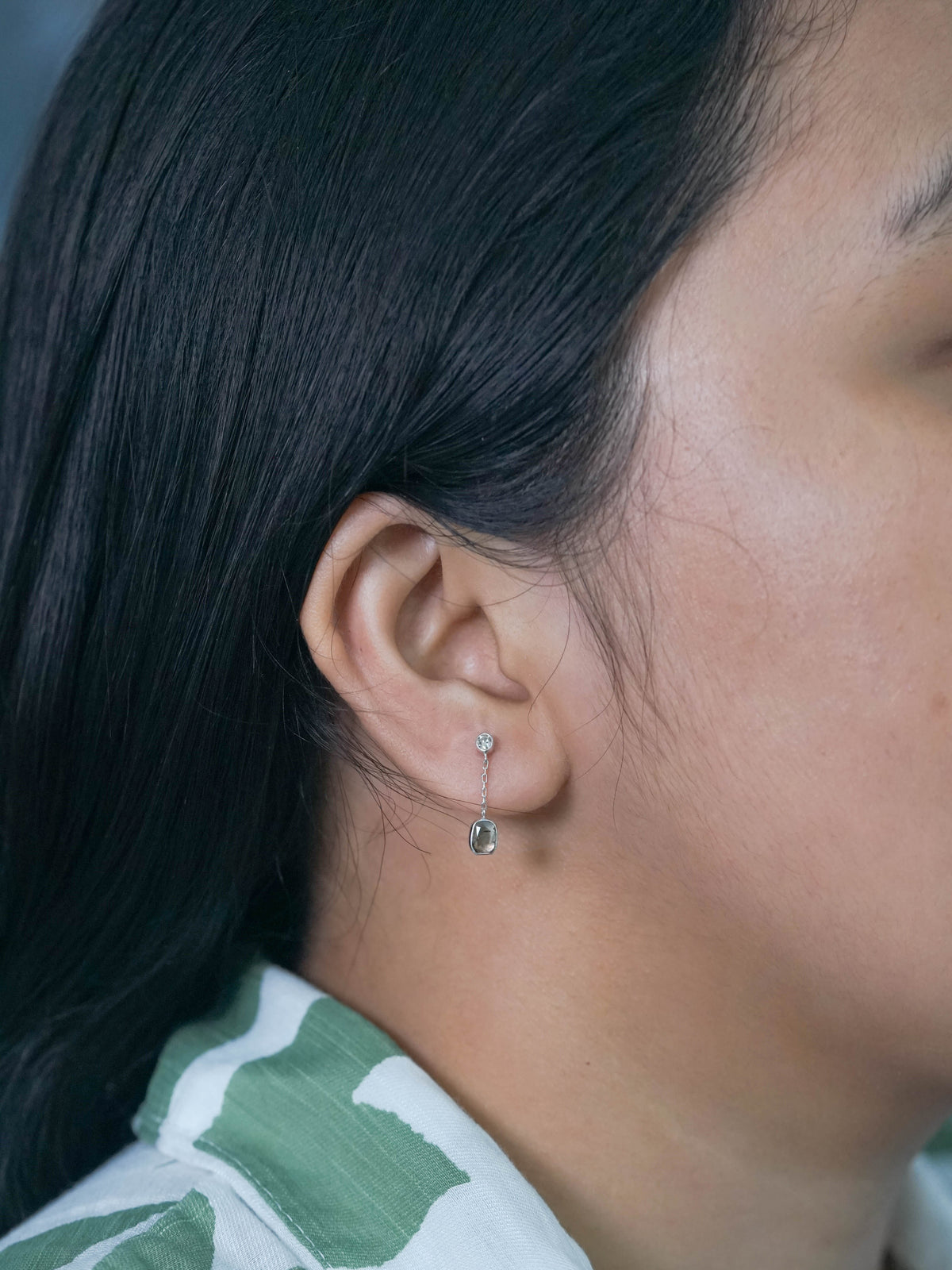 Brown Diamond Drop Earrings in Silver