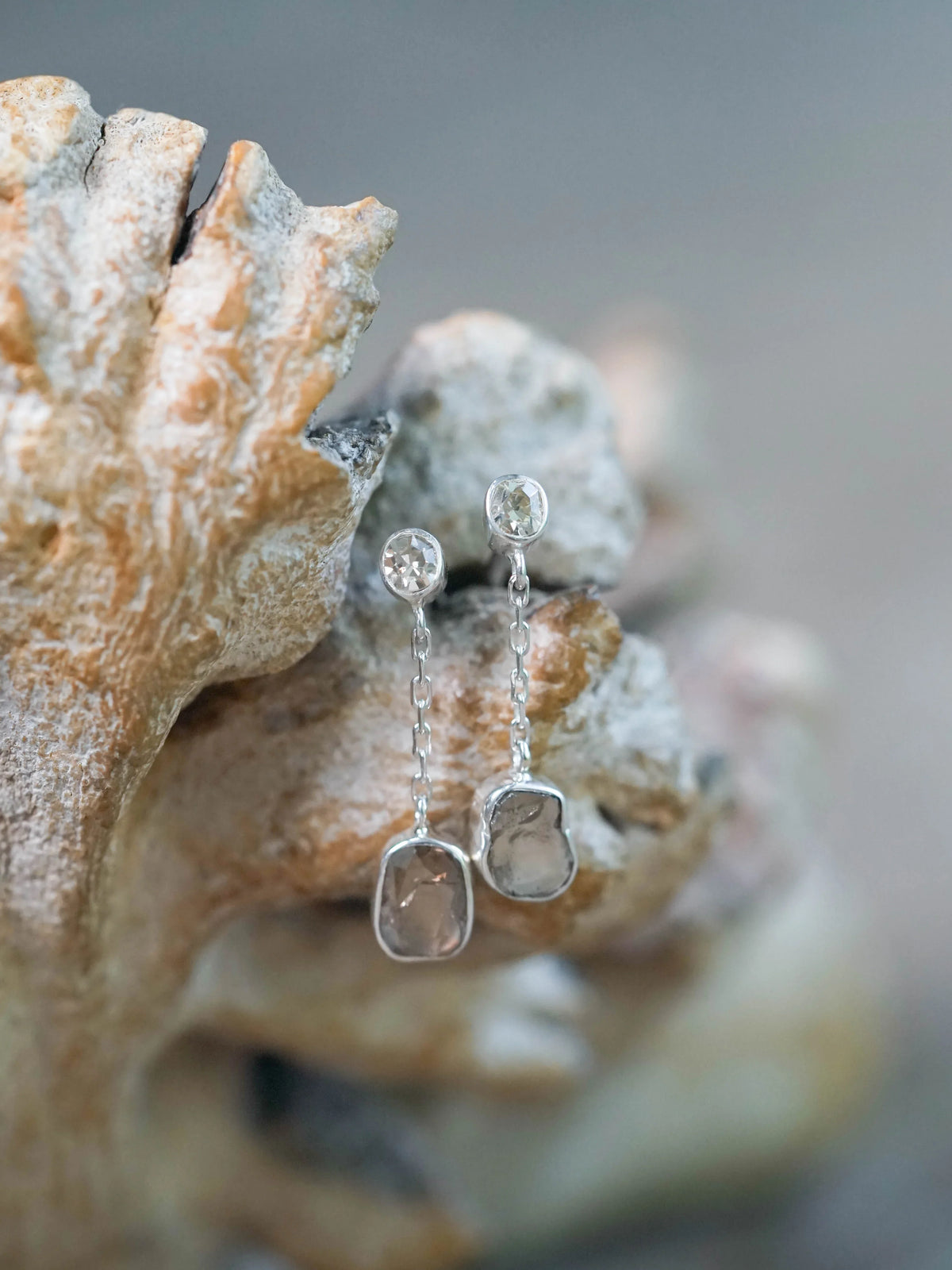 Indonesian Diamond Dew Drop & Dangle Earrings in Silver