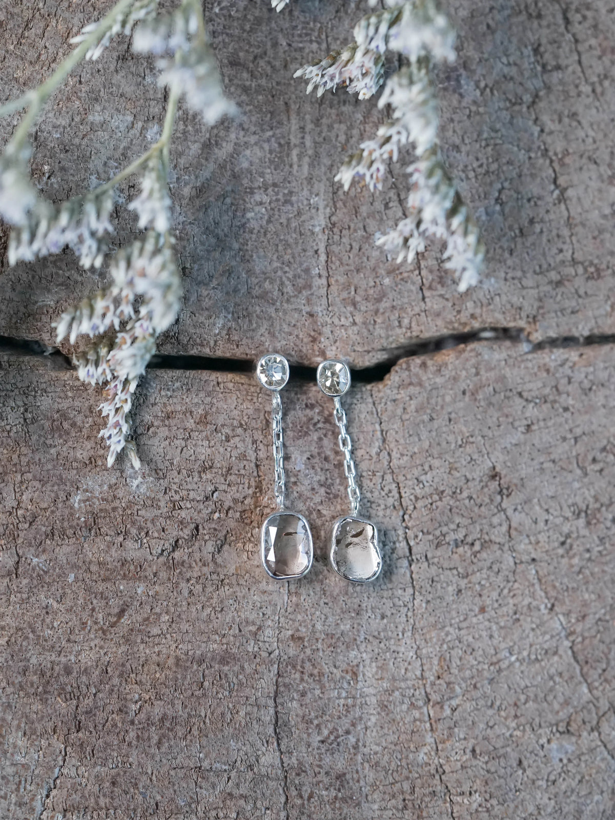 Indonesian Diamond Dew Drop Earrings