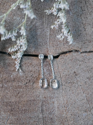 Indonesian Diamond Dew Drop Earrings