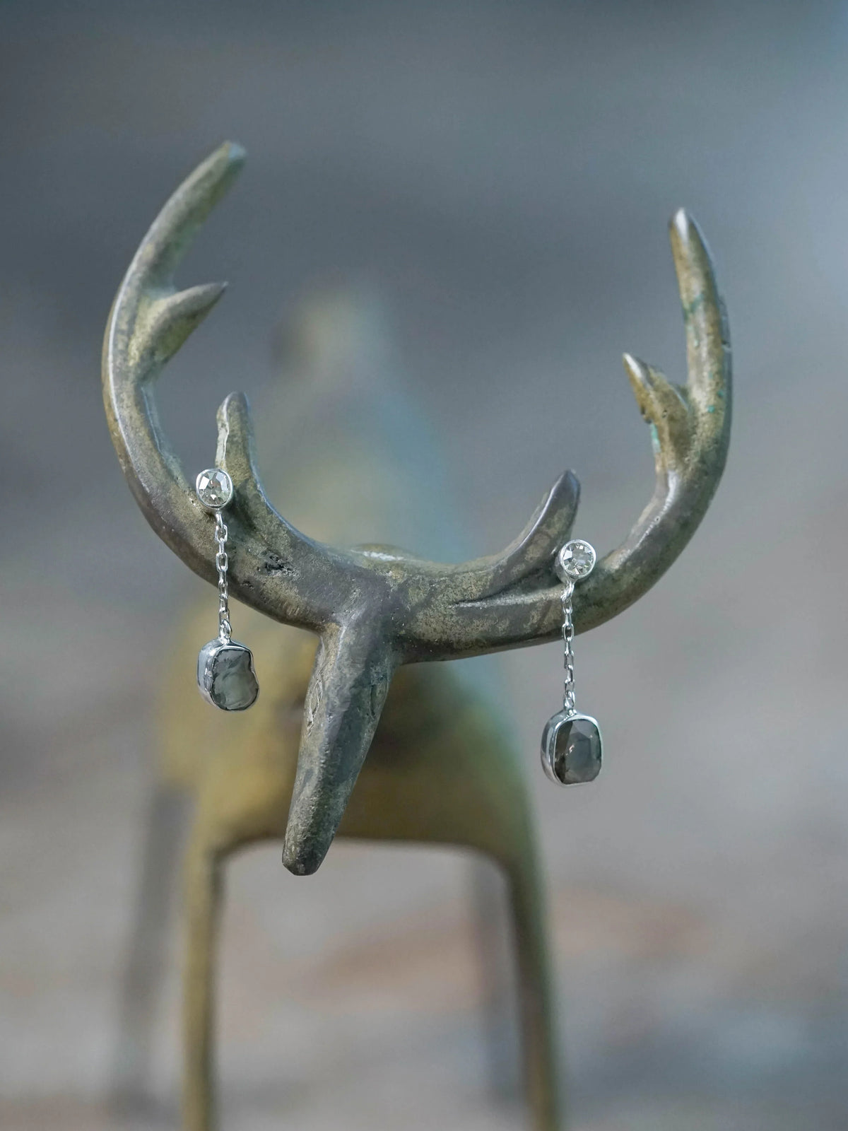 Indonesian Diamond Dew Drop Earrings in Recycled Sterling Silver