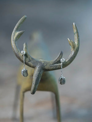 Indonesian Diamond Dew Drop Earrings in Recycled Sterling Silver