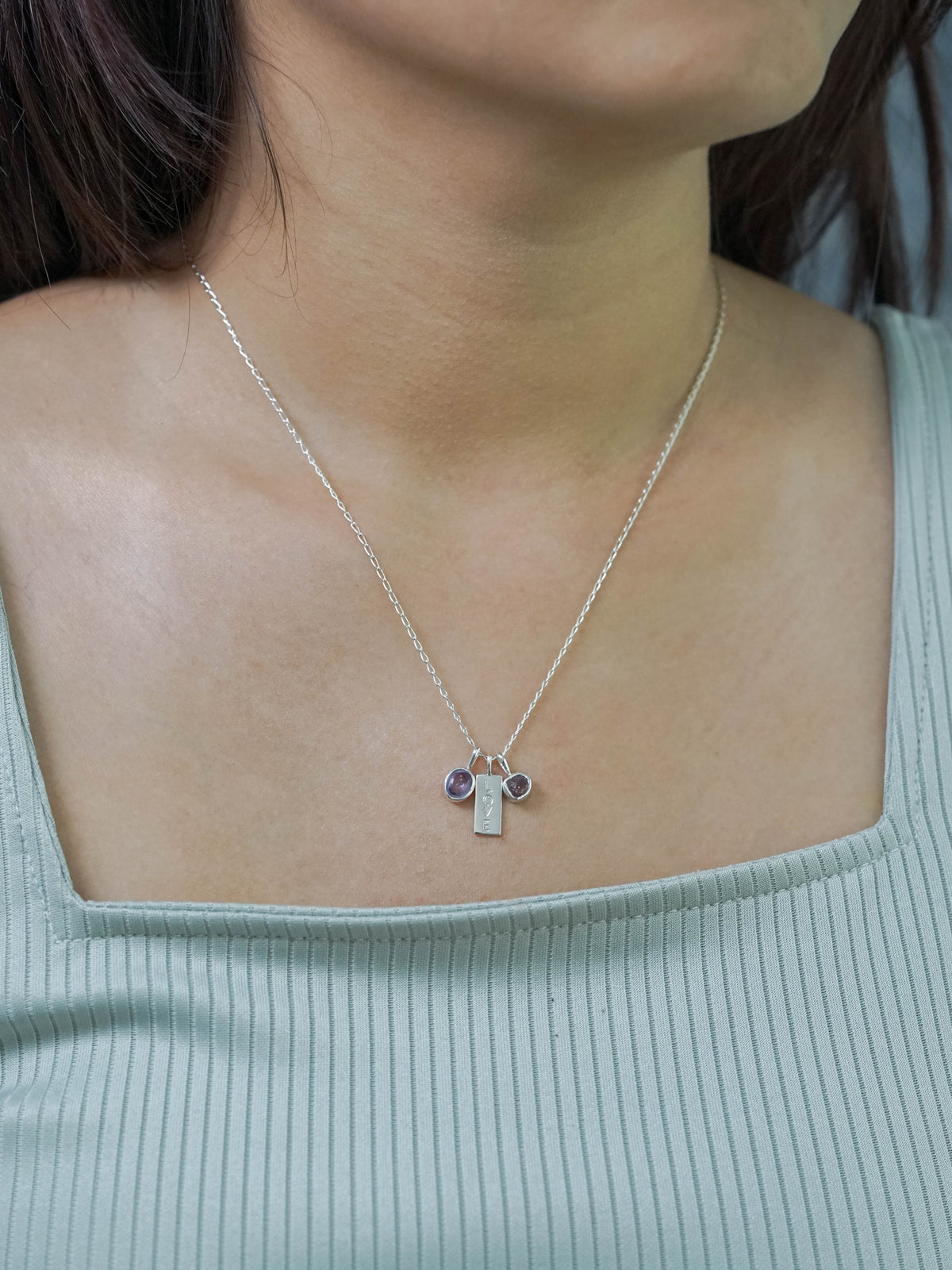 Kalimantan Amethyst and Raw Garnet Necklace Pendant