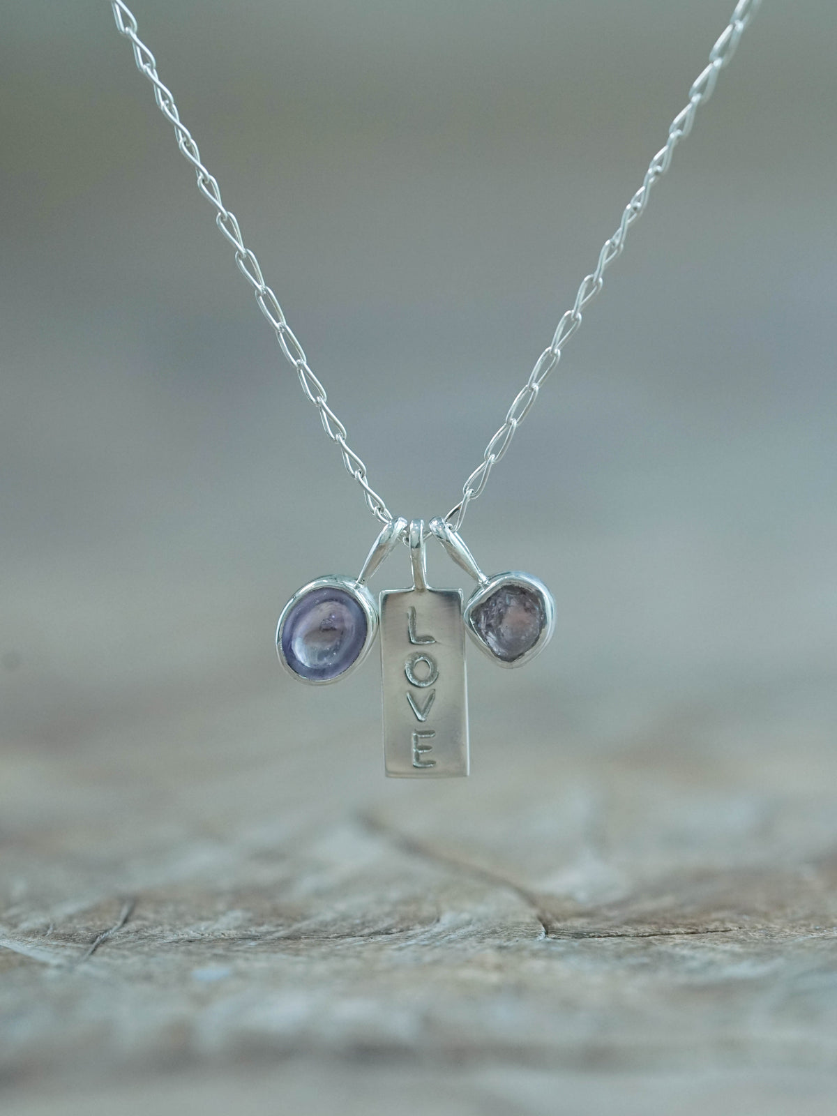 Kalimantan Amethyst and Raw Garnet Necklace in Recycled Sterling Silver