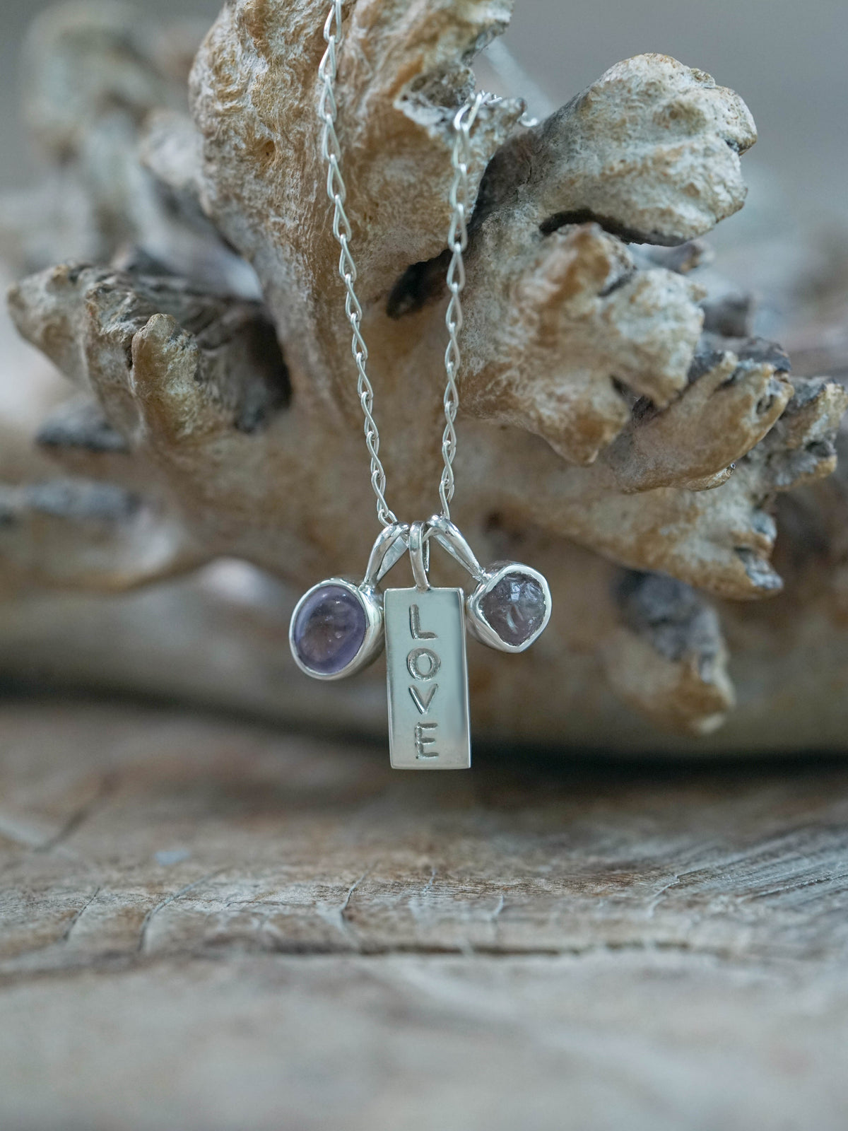 Kalimantan Amethyst and Raw Garnet Necklace in Silver