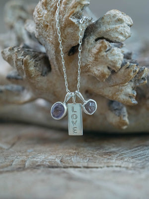 Kalimantan Amethyst and Raw Garnet Necklace in Silver