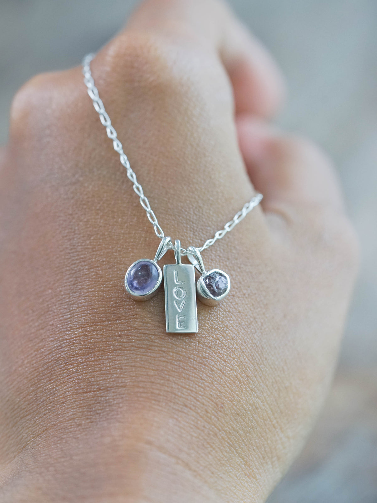 Kalimantan Amethyst and Raw Garnet Necklace in Sterling Silver