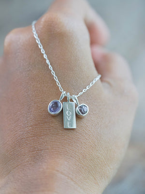 Kalimantan Amethyst and Raw Garnet Necklace in Sterling Silver