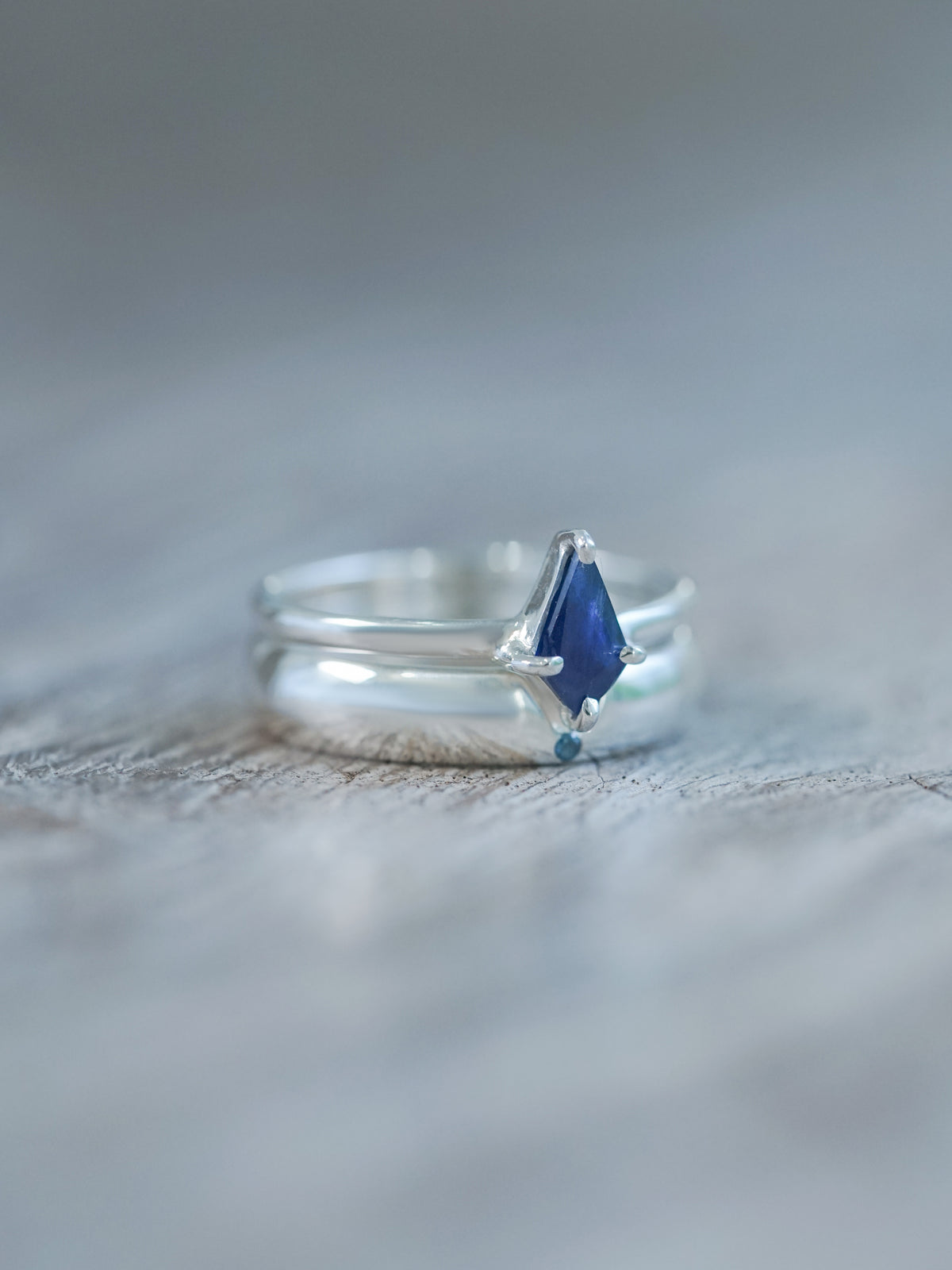 Kite Sapphire and Blue Diamond Ring Set - Gardens of the Sun | Ethical Jewelry