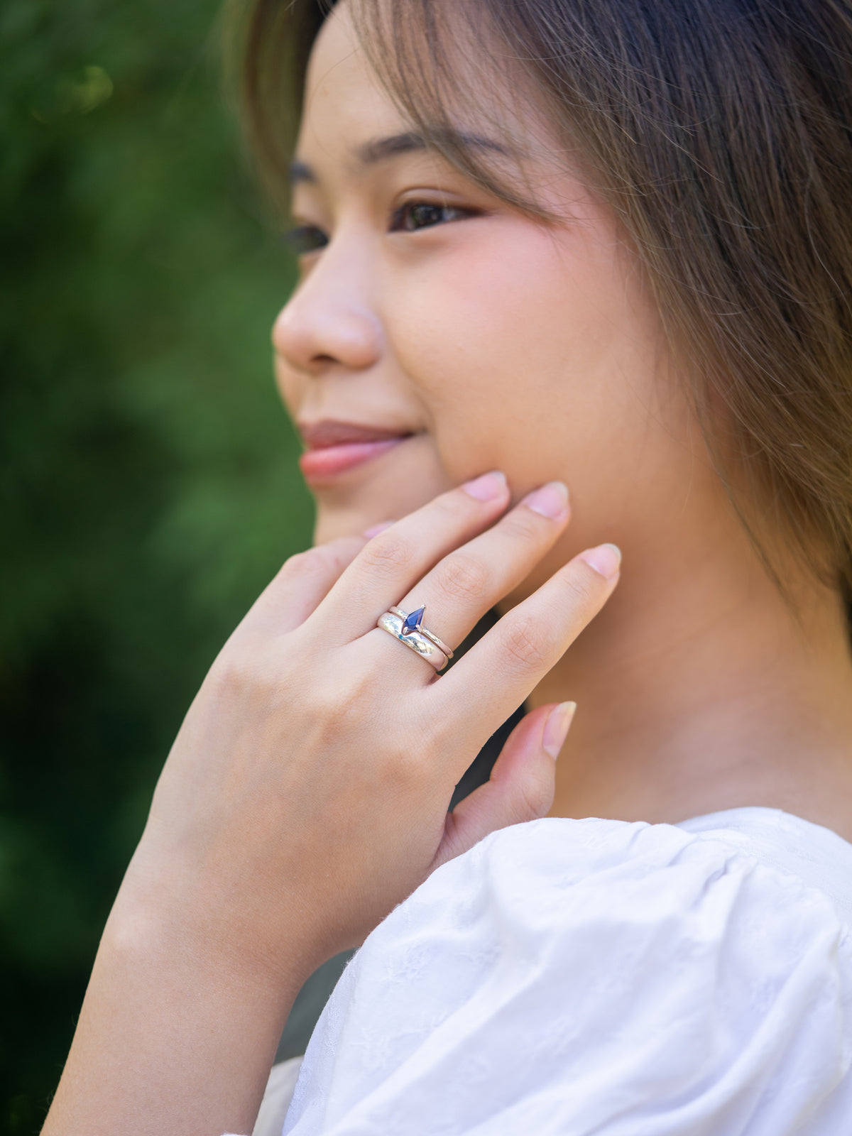 Kite Sapphire and Blue Diamond Ring Set - Gardens of the Sun | Ethical Jewelry