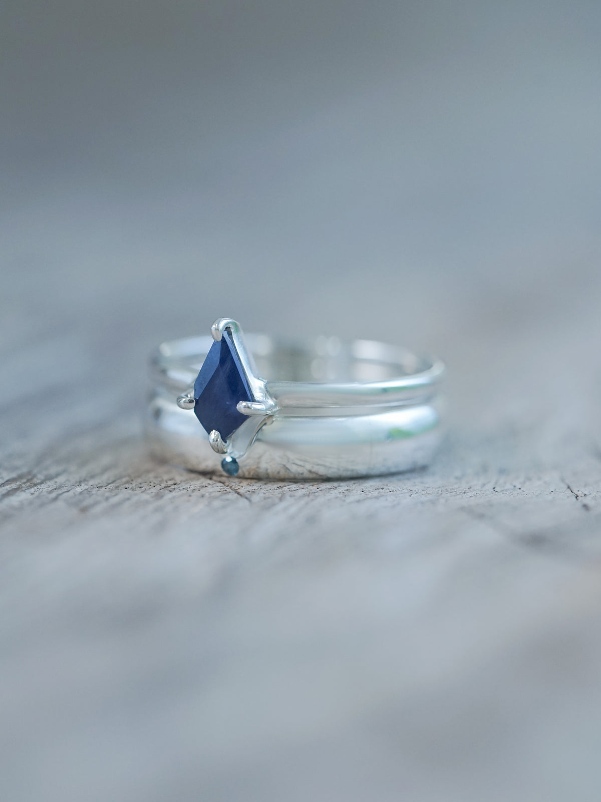 Kite Sapphire and Blue Diamond Ring Set - Gardens of the Sun | Ethical Jewelry