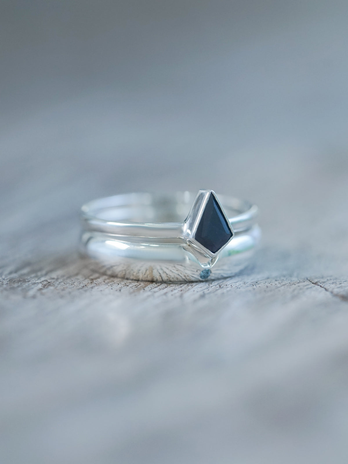 Kite Sapphire and Blue Diamond Ring Set - Gardens of the Sun | Ethical Jewelry