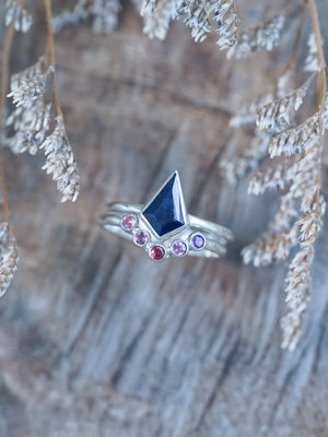 Kite Sapphire and Garnet Ring Set - Gardens of the Sun | Ethical Jewelry