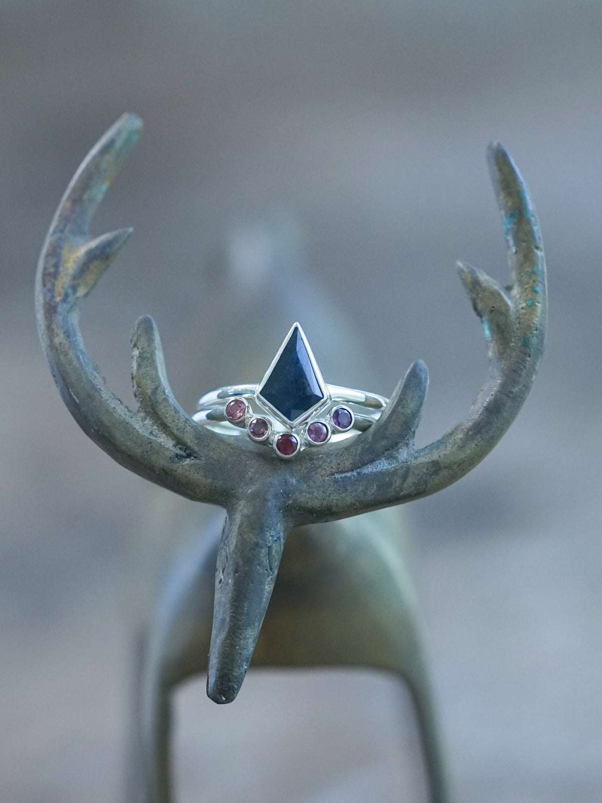 Kite Sapphire and Garnet Ring Set - Gardens of the Sun | Ethical Jewelry