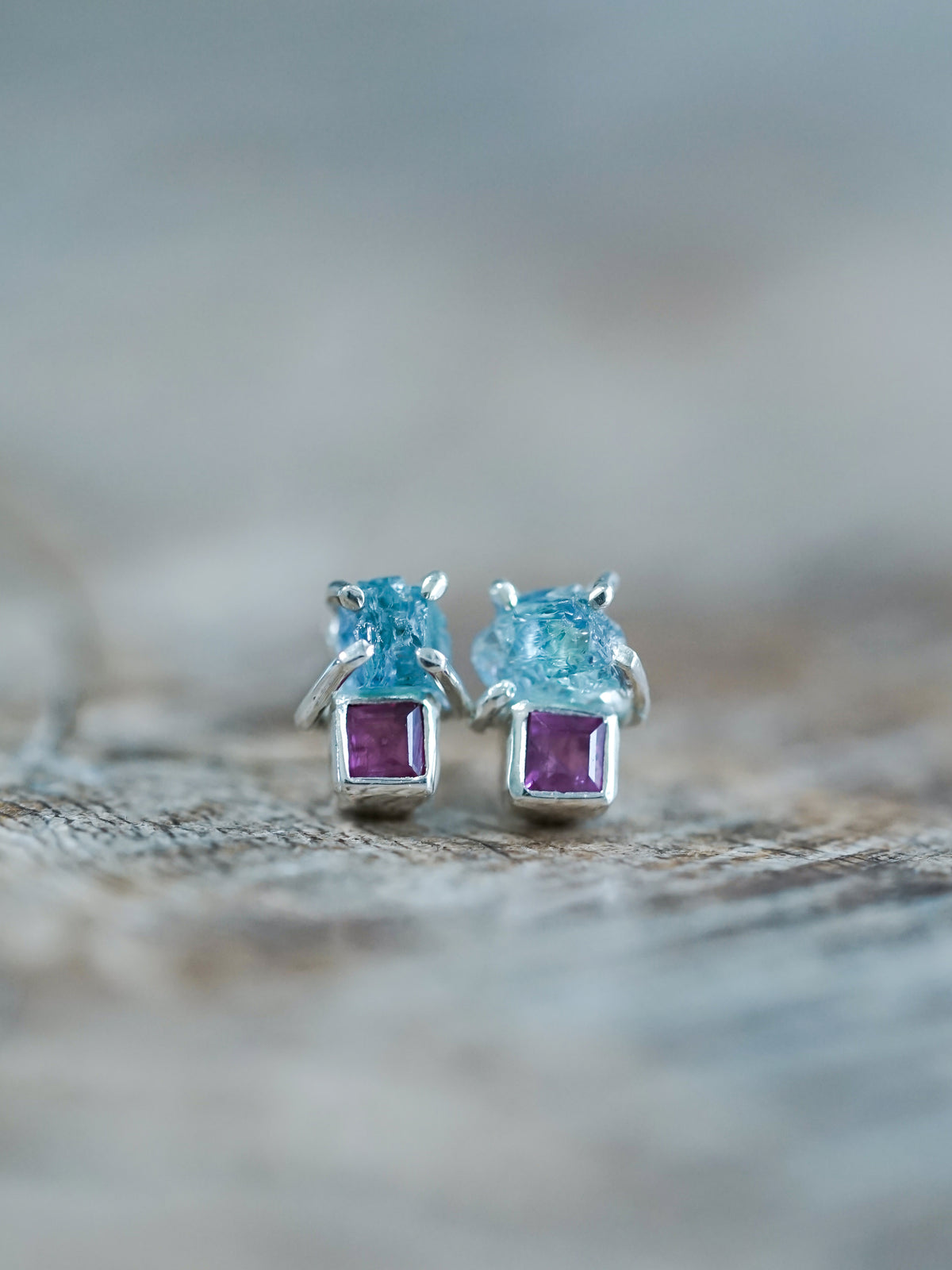 Kornerupine and Ruby Earrings - Gardens of the Sun | Ethical Jewelry