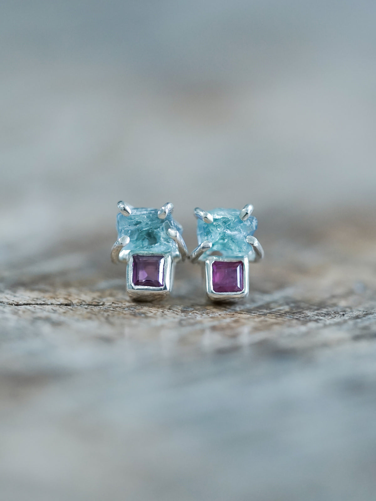 Kornerupine and Ruby Earrings - Gardens of the Sun | Ethical Jewelry