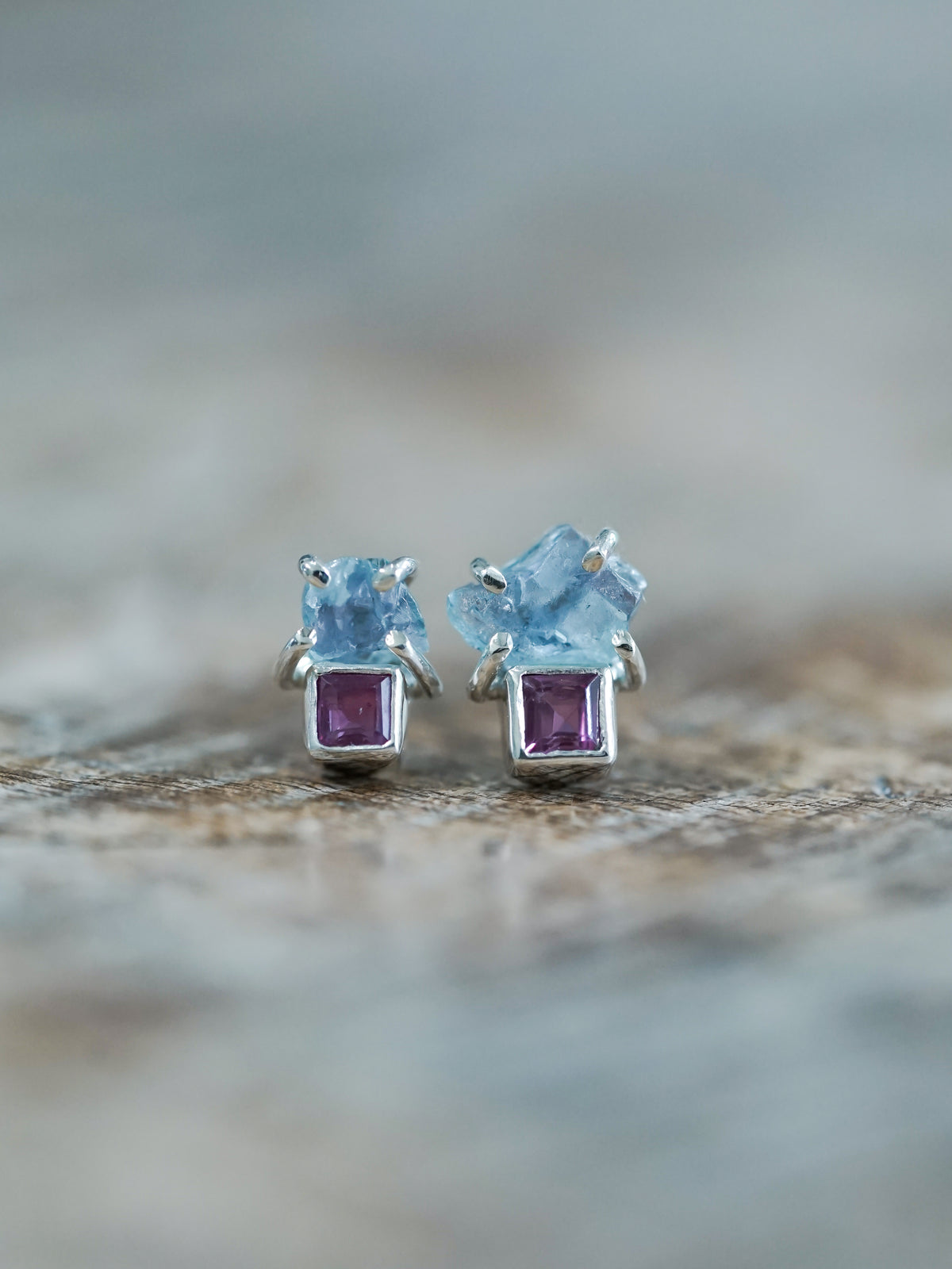 Kornerupine and Ruby Earrings - Gardens of the Sun | Ethical Jewelry