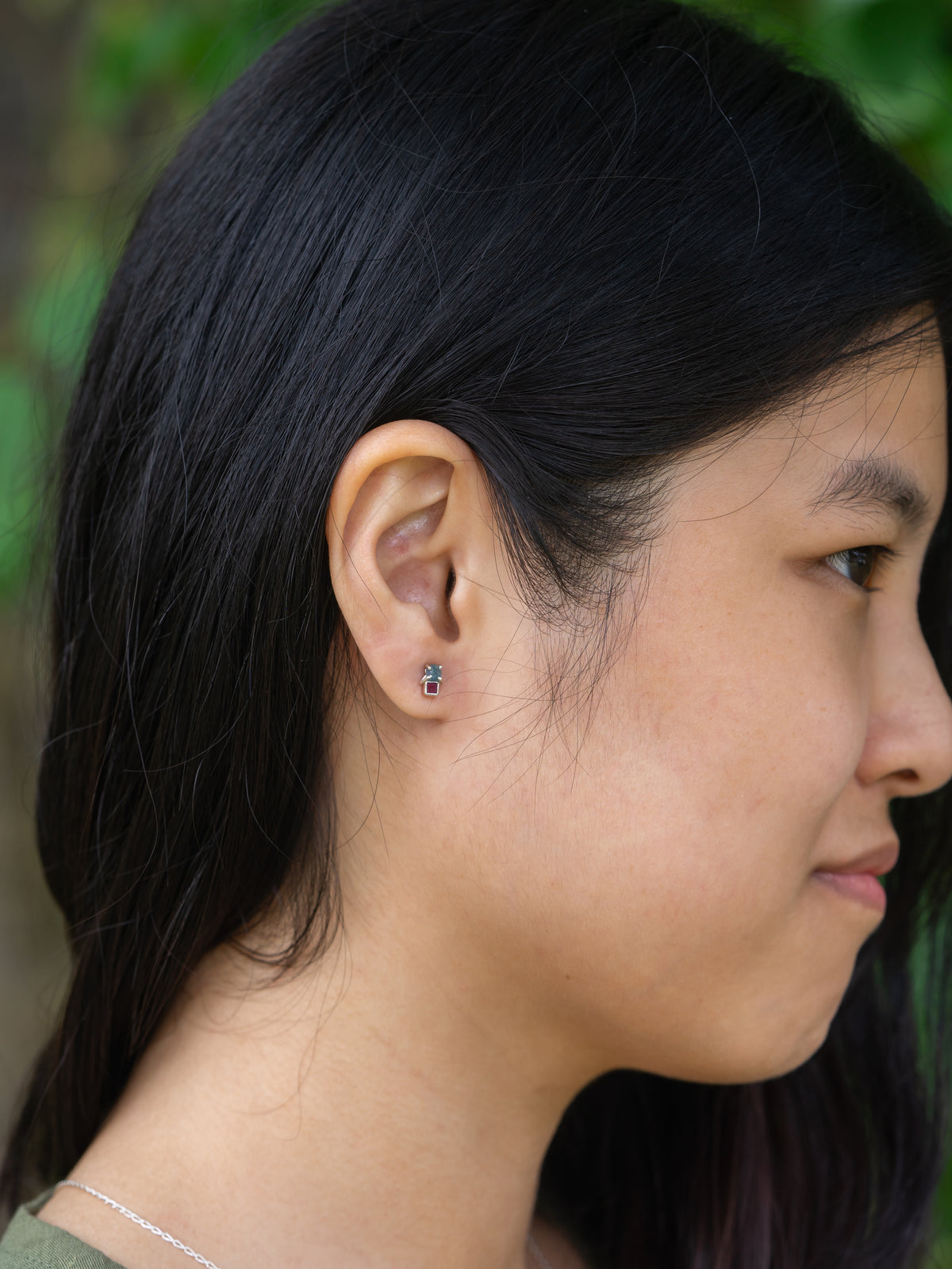 Kornerupine and Ruby Earrings - Gardens of the Sun | Ethical Jewelry