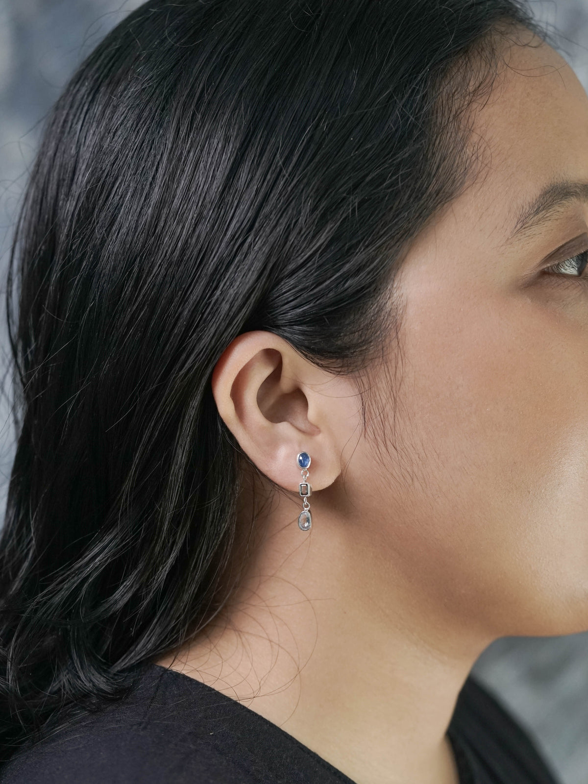 Dangling Kyanite and Sapphire Earrings
