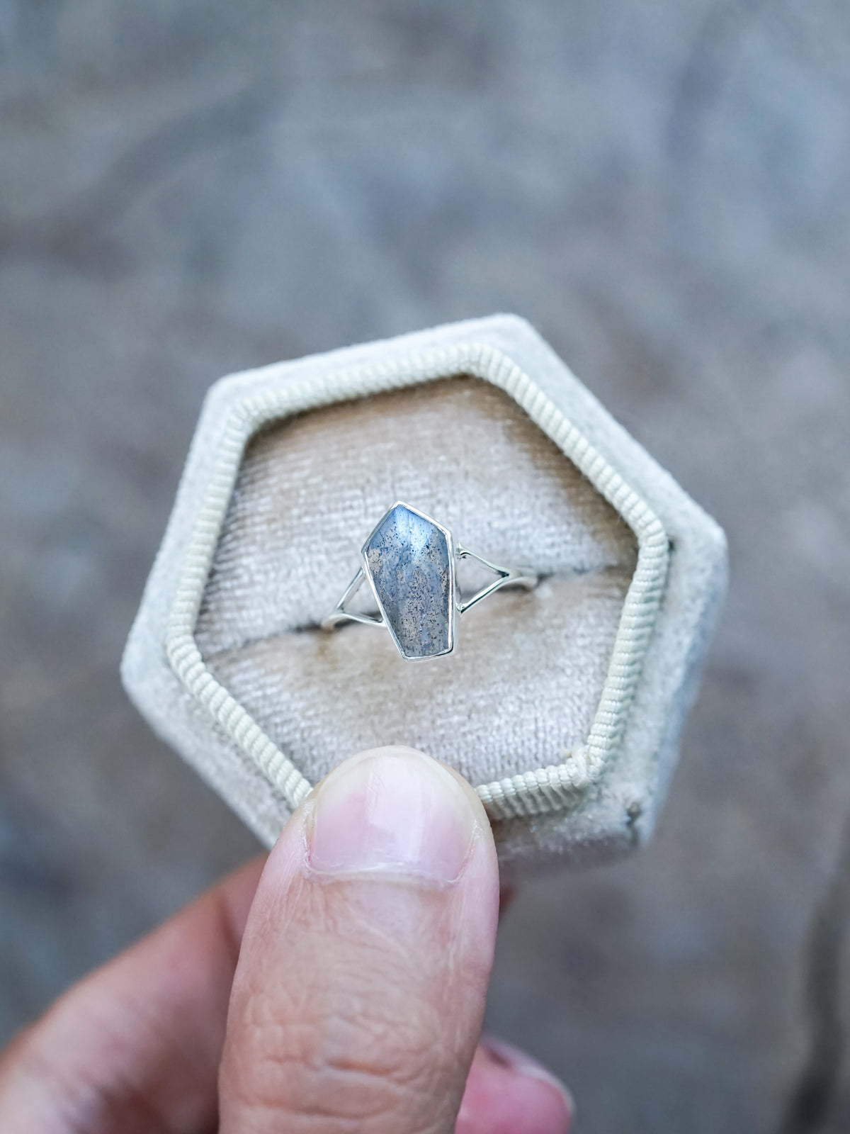  Labradorite Coffin Ring - Gardens of the Sun | Ethical Jewelry