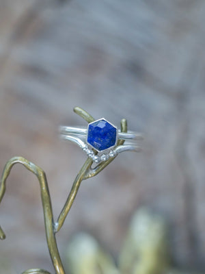 silver ring with blue stone