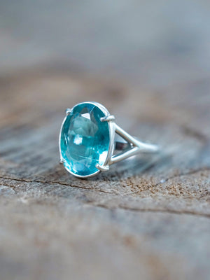 Large Fluorite Ring in Sterling Silver from Side