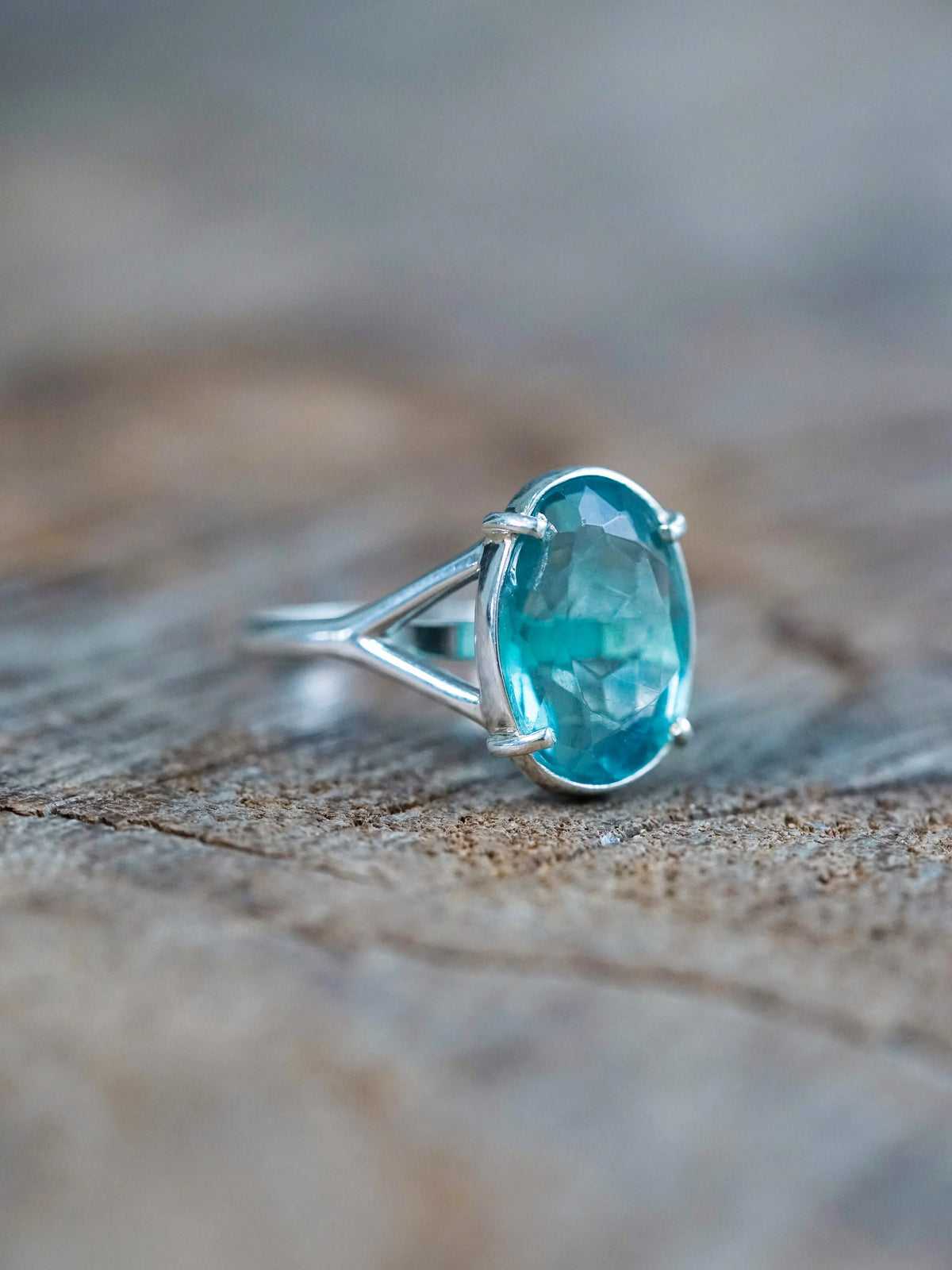 Large Fluorite Ring in Sterling Silver in Detail