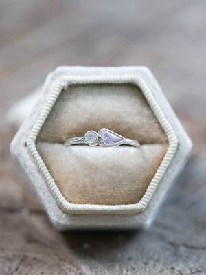 Lavender Sapphire and Moonstone Ring in Silver