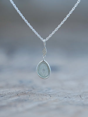 Leaf Diamond Slice Necklace | Recycled sterling silver