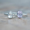 Light Pink Kunzite Rings in Sterling Silver