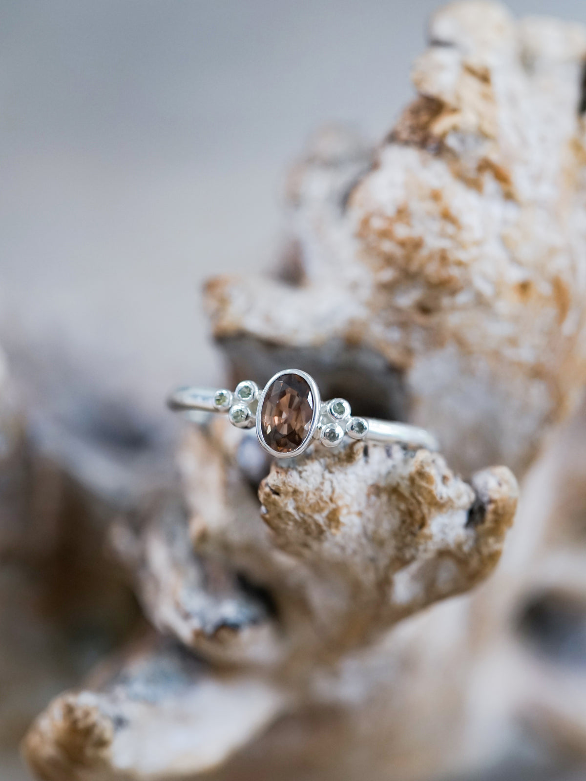 Zircon and Sapphire Ring - Gardens of the Sun | Ethical Jewelry