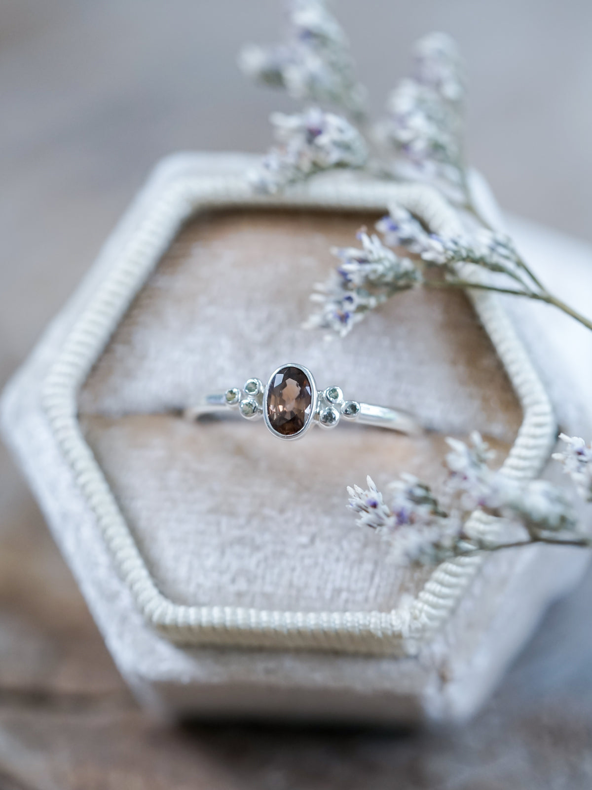 Zircon and Sapphire Ring - Gardens of the Sun | Ethical Jewelry