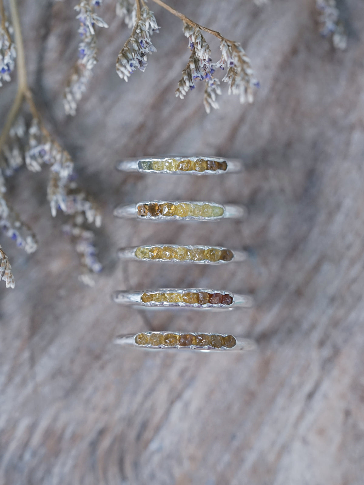 Mali Garnet Rings with Hidden Gems in sterling silver