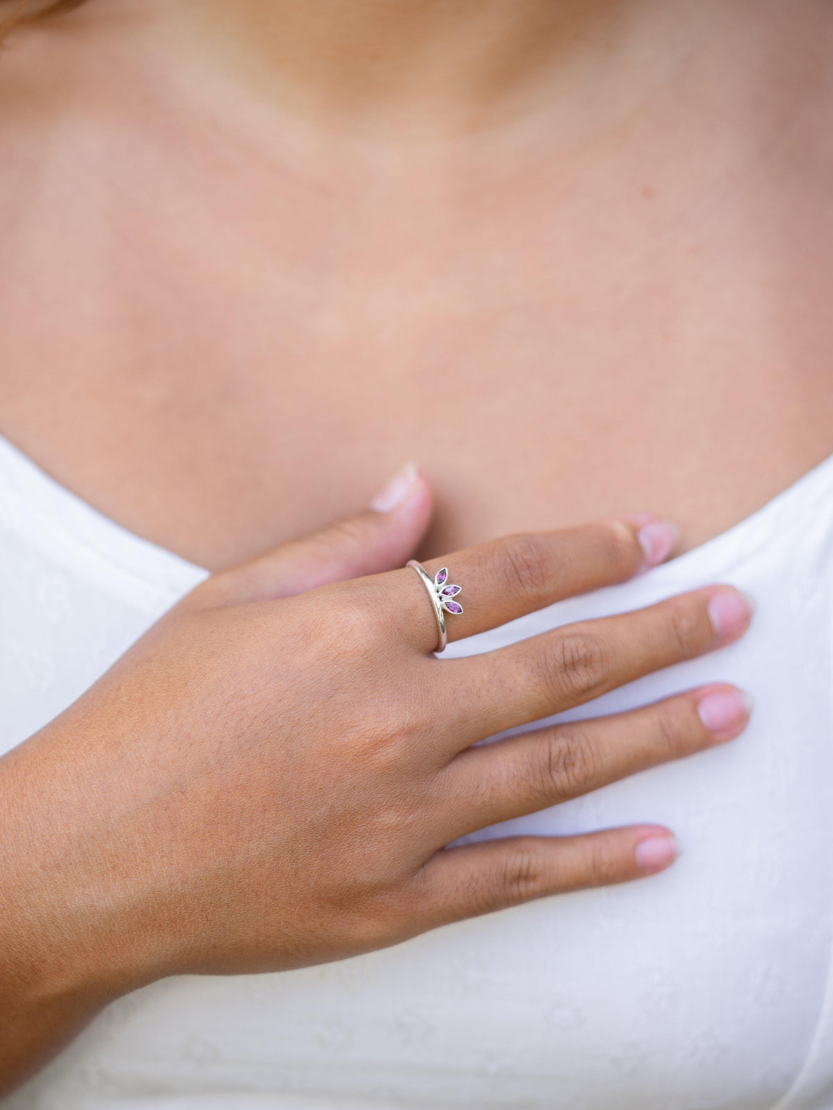 Marquise Garnet Crown Ring - Gardens of the Sun | Ethical Jewelry